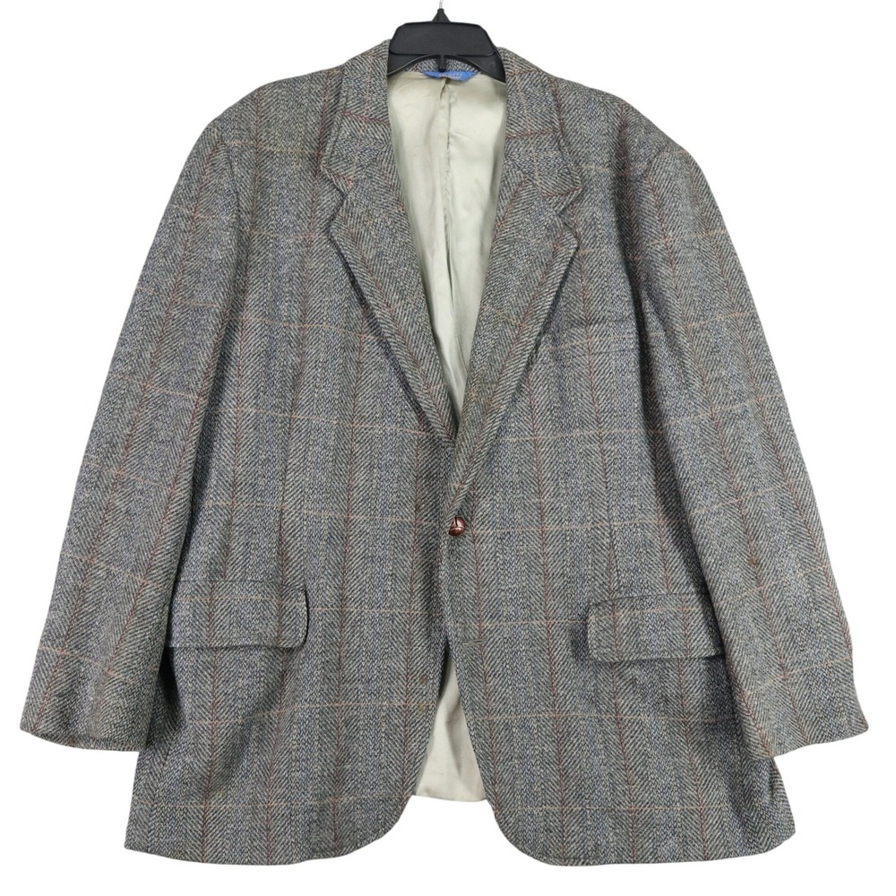 Vintage 70s Pendleton Windowpane Herringbone Sport Coat Mens 46 Pure Virgin Wool